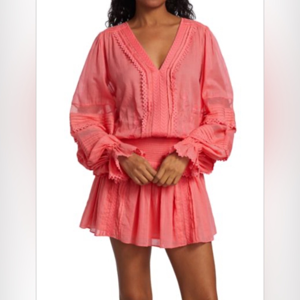 Ramy Brook Patty Crochet-Trim Mini Dress Medium